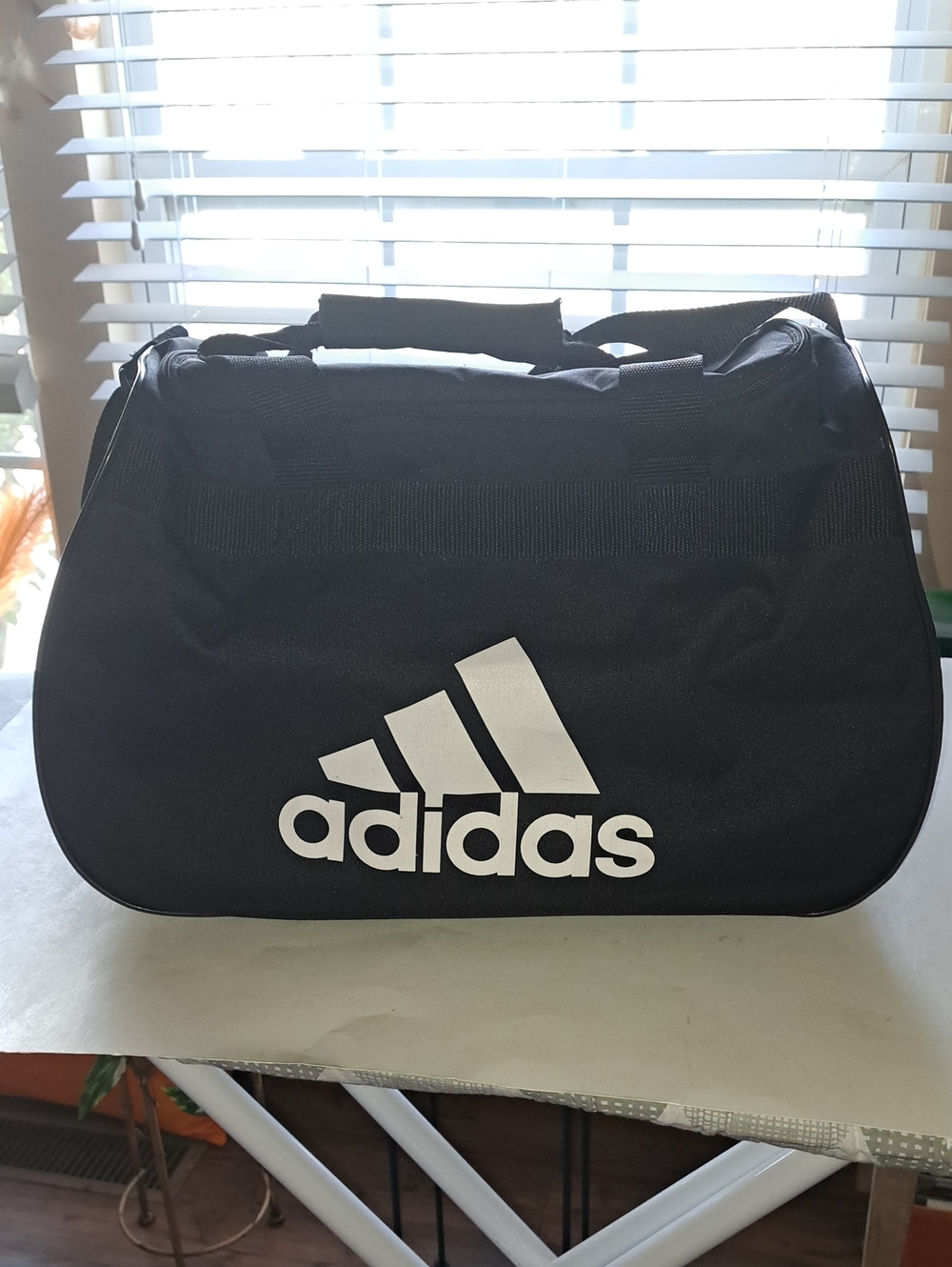 adidas Black Duffel Bag with White Logo